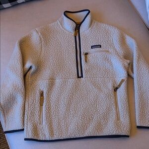 Patagonia Cream Sherpa Fleece Half Zip Jacket with Pockets